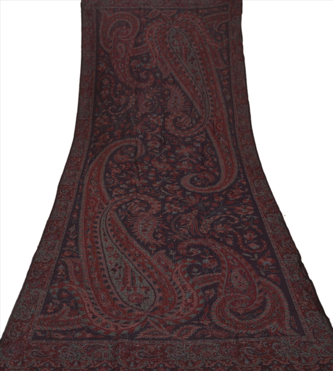 Sanskriti New Indian Woven Pure Pushmina Shawl Scarf Stole Warm Black Paisley