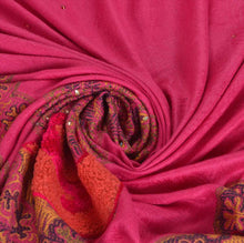 Load image into Gallery viewer, Sanskriti New Indian Woven Viscose Shawl Scarf Stole Warm Pink Peacock
