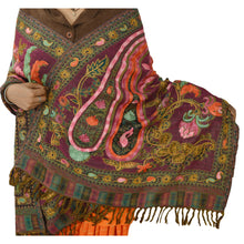 Load image into Gallery viewer, SANSKRITI NEW EMBROIDERED WOVEN VISCOSE PINK SHAWL SCARF AARI WORK STOLE

