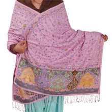 Load image into Gallery viewer, Sanskriti New Hand Embroidered Pink Shawl Scarf Woolen Stole Patch Work Warm
