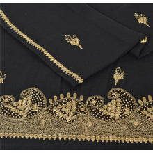 Load image into Gallery viewer, SANSKRITI NEW HAND BEADED WOOLEN SHAWL SCARF BLACK STOLE WARM
