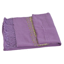 Load image into Gallery viewer, Sanskriti New Indian Hand Beaded Woolen Shawl Scarf Warm Purple Stole
