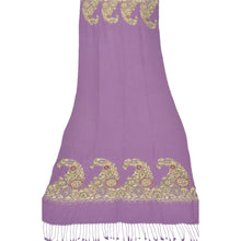 Load image into Gallery viewer, Sanskriti New Indian Hand Beaded Woolen Shawl Scarf Warm Purple Stole
