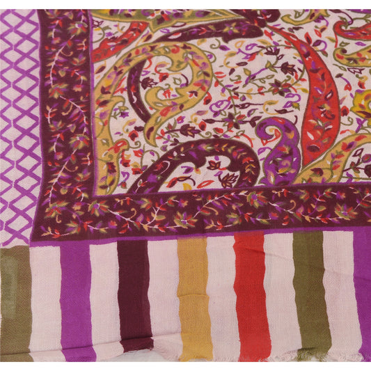 Sanskriti Vintage Indian Kani Printed Viscose Shawl Scarf Stole Warm Multicolor
