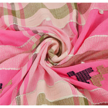 Load image into Gallery viewer, Sanskriti Vintage Woven Viscose Shawl Scarf Pink Stole Warm Fringes
