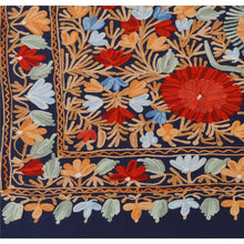 Load image into Gallery viewer, Sanskriti New Embroidered Kashmiri Shawl Scarf Woolen Stole Warm Floral Blue

