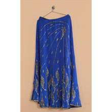 Load image into Gallery viewer, Sanskriti Vintage Hand Beaded Lehenga Indian Skirt Blue Pure Crepe Silk Party Kundan Sequins
