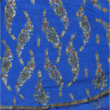 Load image into Gallery viewer, Sanskriti Vintage Hand Beaded Lehenga Indian Skirt Blue Pure Crepe Silk Party Kundan Sequins
