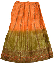 Load image into Gallery viewer, Vintage Indian Bollywood Women Long Skirt Hand Beaded Woven Green L Size Lehenga
