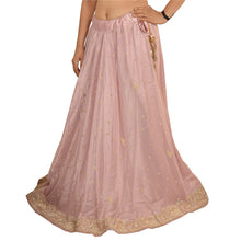 Load image into Gallery viewer, Sanskriti Vintage Hand Beaded Lehenga Net Indian Skirt Pink Party Pearl Beads
