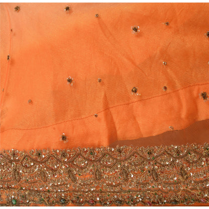 Sanskriti Vintage Hand Beaded Lehenga Skirt Cream Party Sequins Rhinestones