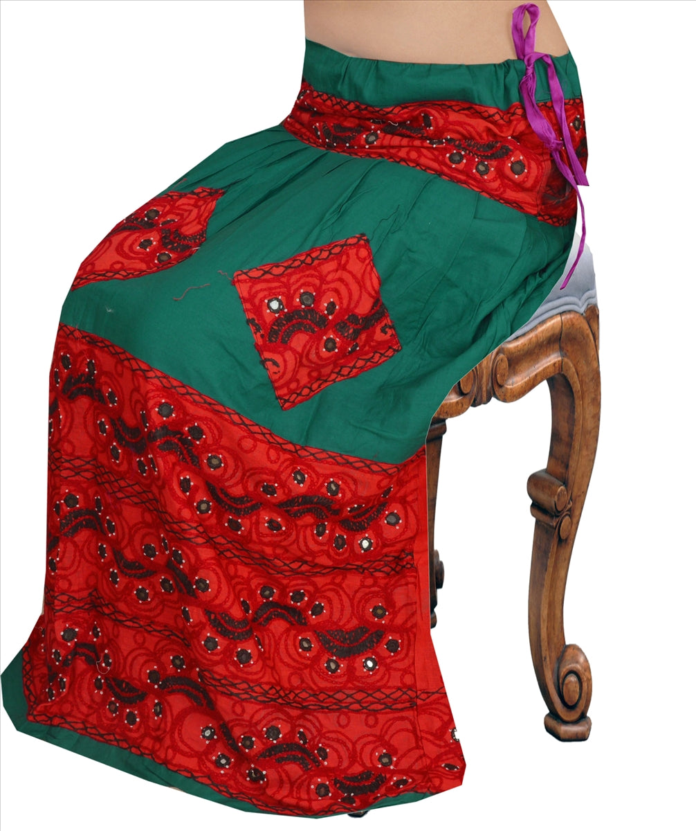 Vintage Indian Bollywood Women Long Skirt Hand Beaded Kutch Work L Size Lehenga