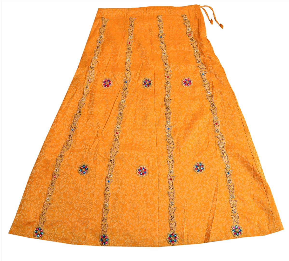Sanskriti Vintage Indian Bollywood Women Long Skirt Hand Beaded Woven L Size Lehenga