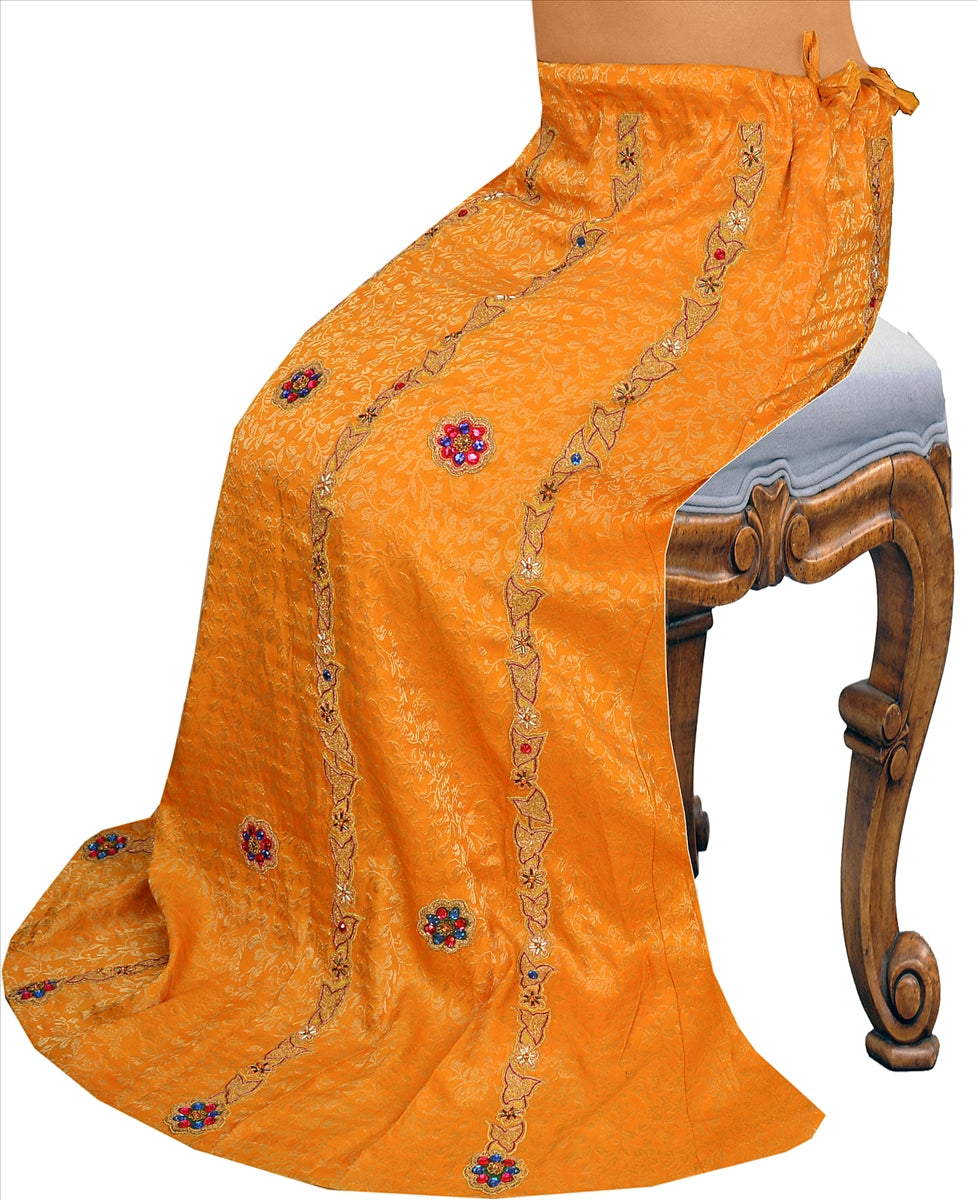 Sanskriti Vintage Indian Bollywood Women Long Skirt Hand Beaded Woven L Size Lehenga