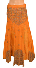 Load image into Gallery viewer, Sanskriti Vintage Indian Bollywood Women Long Skirt Hand Beaded Orange S Size Lehenga
