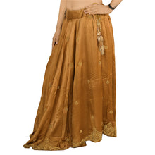Load image into Gallery viewer, Hand Beaded Lehenga Long Skirt Pure Satin Silk Brown Zardozi
