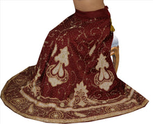 Load image into Gallery viewer, Vintage Indian Wedding Women Long Skirt Hand Beaded Maroon M Size Lehenga
