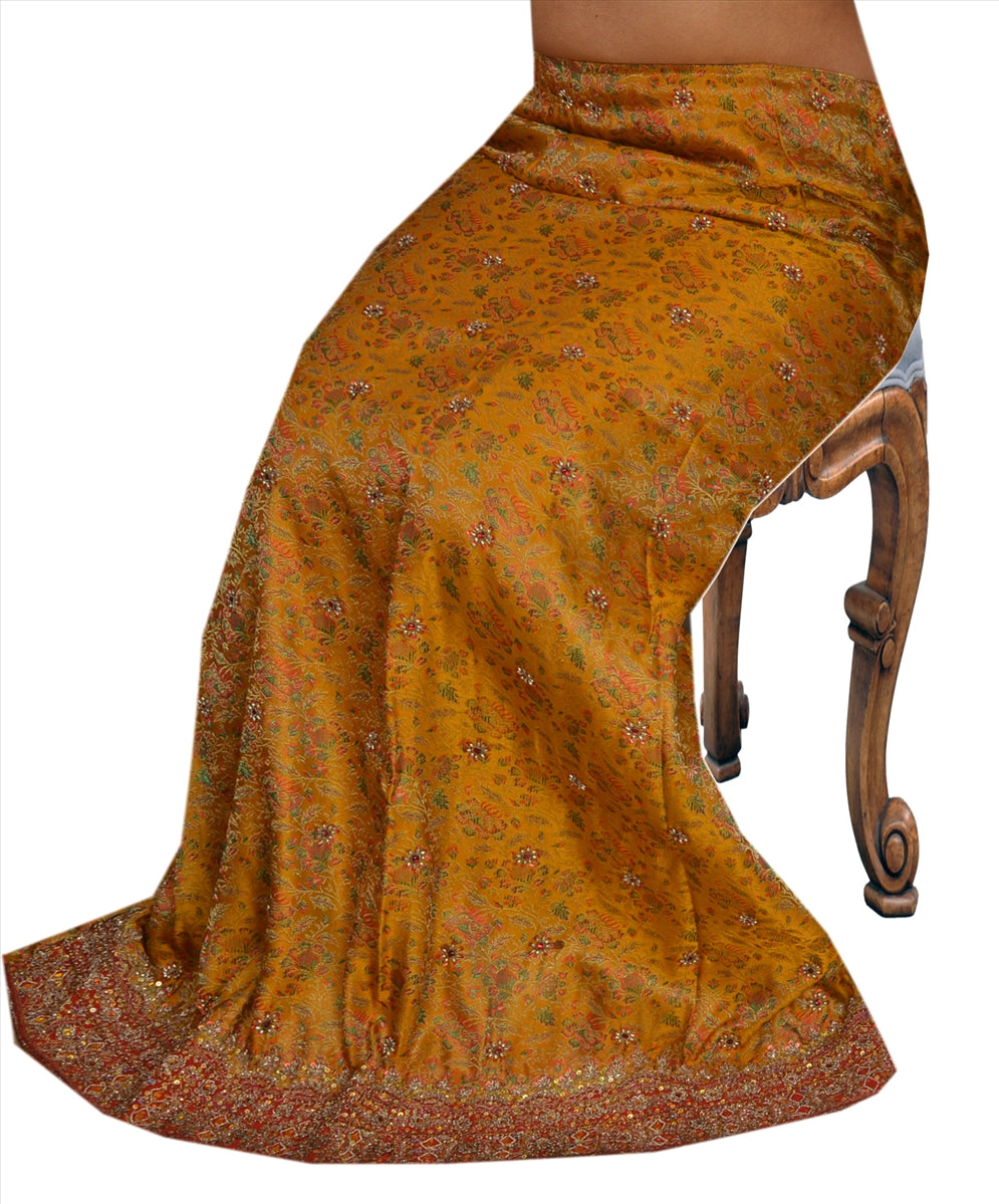 Vintage Indian Bollywood Women Long Skirt Hand Woven Brocade M Size Lehenga