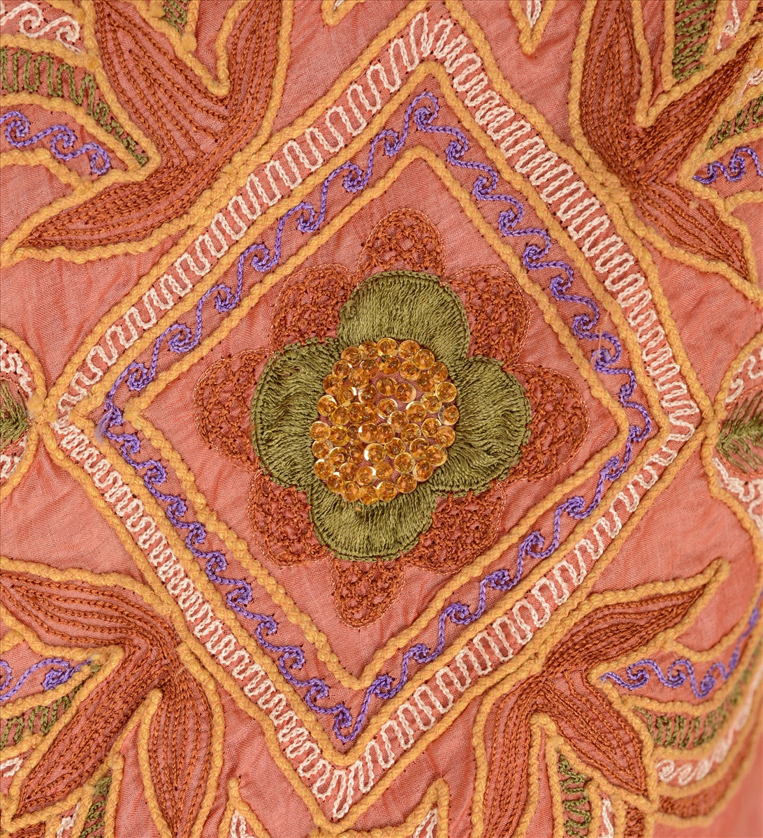 Sanskriti Vintage Indian Bollywood Women Long Skirt Hand Beaded Peach S Size Lehenga