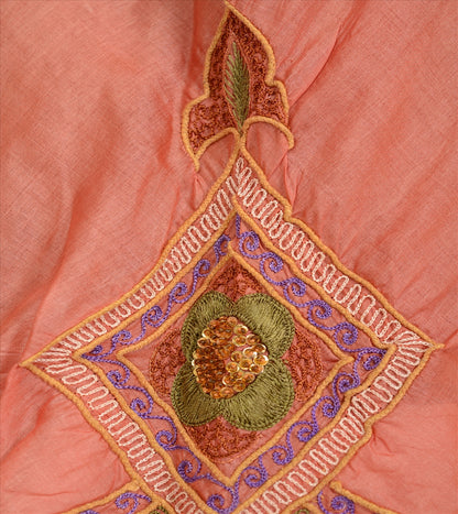 Sanskriti Vintage Indian Bollywood Women Long Skirt Hand Beaded Peach S Size Lehenga