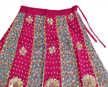 Load image into Gallery viewer, Vintage Indian Bollywood Women Long Skirt Hand Beaded Pink Blue L Size Lehenga
