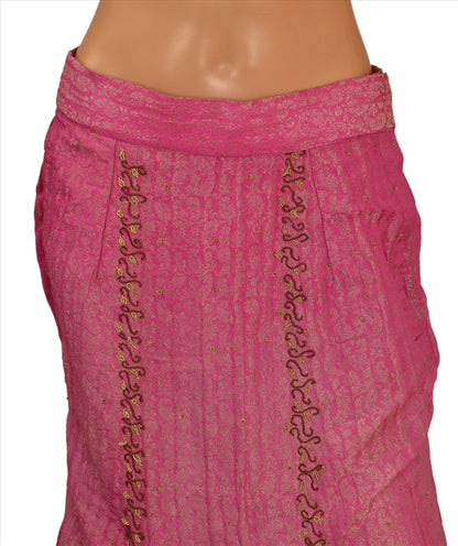 Sanskriti Vintage Indian Bollywood Women Long Skirt Hand Beaded Woven L Size Lehenga