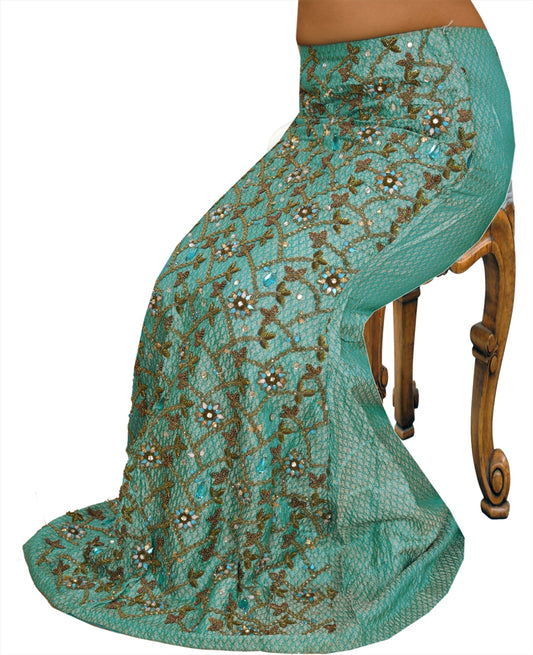 Sanskriti Vintage Vintage Indian Bollywood Women Long Skirt Hand Beaded M Size Lehenga