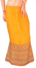 Load image into Gallery viewer, Sanskriti Vintage Indian Bollywood Women Long Skirt Hand Beaded Orange M Size Lehenga
