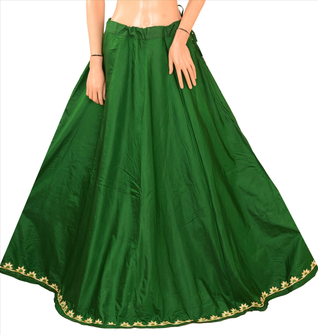 Sanskriti Vintage Indian Bollywood Women Long Skirt Embroidered Green XL Size Lehenga