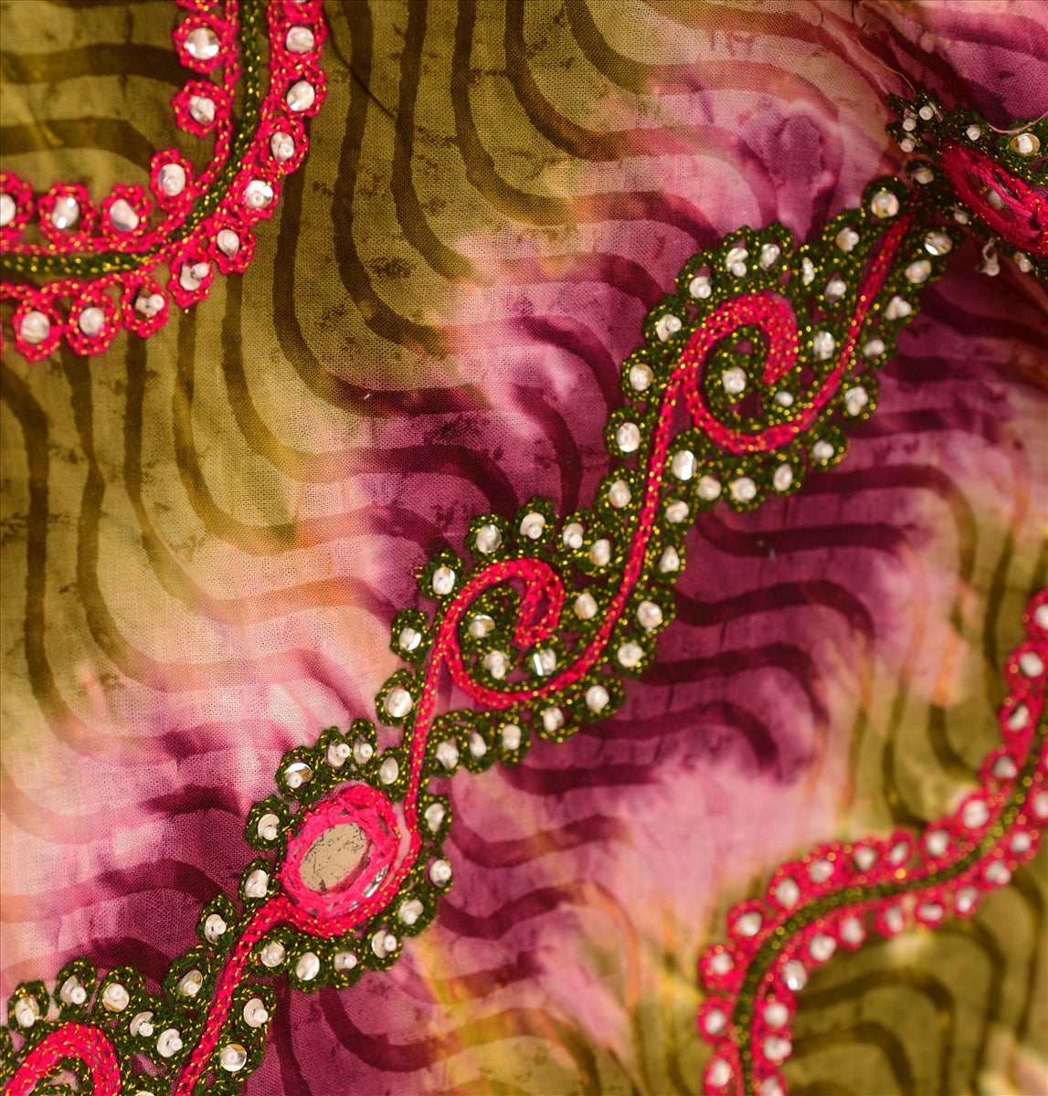 Sanskriti Vintage Multicolor Cotton Skirt Long Stitched Bollywood Hand Beaded  Mirror Work XL Size