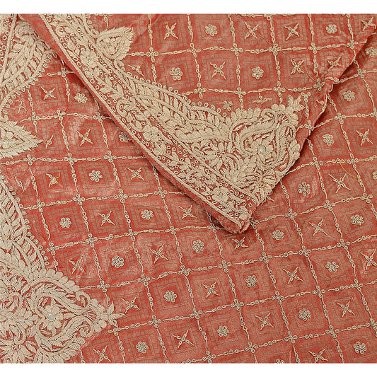 Sanskriti Vintage Unstitched Long Skirt Lehenga Heavy Wedding Tissue Woven