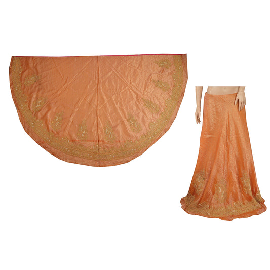 Sanskriti Vintage Unstitched Long Skirt Lehenga Heavy Wedding Zardozi Work