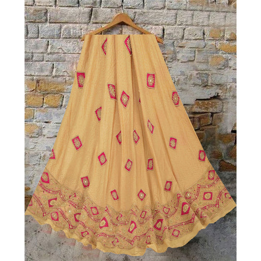 Санскрити Винтаж Кремовый Несшитая Длинная Юбка Лехенга Тяжелая Свадебная Работа Зардози