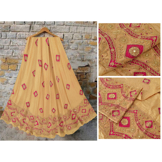 Санскрити Винтаж Кремовый Несшитая Длинная Юбка Лехенга Тяжелая Свадебная Работа Зардози