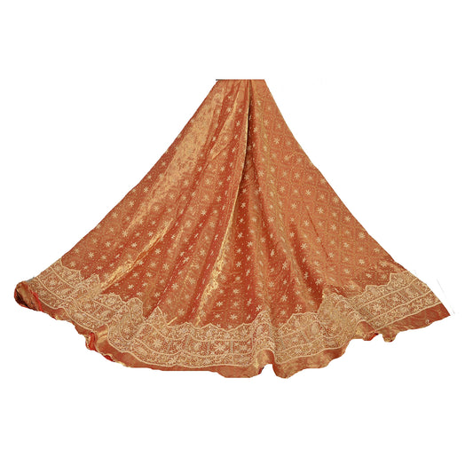 Sanskriti Vintage Unstitched Tissue Woven Long Skirt Lehenga Heavy Wedding