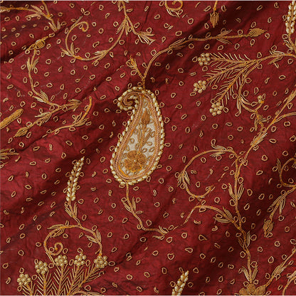 Sanskriti Vintage Unstitched Pure Silk Long Skirt Lehenga Heavy Wedding Pearl