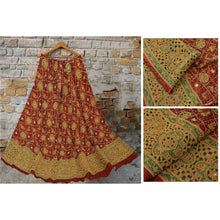 Load image into Gallery viewer, Dark Red Unstitched Pure Silk Long Skirt Lehenga Heavy Wedding

