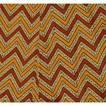 Sanskriti Vintage Long Skirt Pure Cotton Printed Cream Brown Patch Polka Small