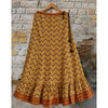 Sanskriti Vintage Long Skirt Pure Cotton Printed Cream Brown Patch Polka Small