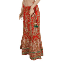 Load image into Gallery viewer, Sanskriti Vintage Red Long Skirt Net Mesh Hand Beaded Ethnic Lehenga Stitched
