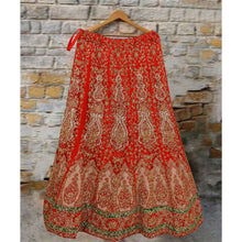 Load image into Gallery viewer, Sanskriti Vintage Red Long Skirt Net Mesh Hand Beaded Ethnic Lehenga Stitched

