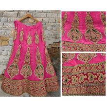 Load image into Gallery viewer, Sanskriti Vintage Pink Net Mesh Long Skirt Hand Beaded Ethnic Lehenga Stitched
