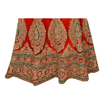 Load image into Gallery viewer, Sanskriti Vintage Red Long Skirt Net Mesh Hand Beaded Ethnic Stitched Lehenga
