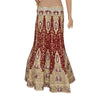 Sanskriti Vintage Golden Long Skirt Net Mesh Hand Beaded Ethnic Stitched Lehenga