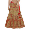 Sanskriti Vintage Red Long Skirt Net Mesh Hand Beaded Ethnic Stitched Bridal