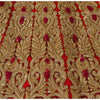 Sanskriti Vintage Red Long Skirt Net Mesh Hand Beaded Ethnic Stitched Bridal