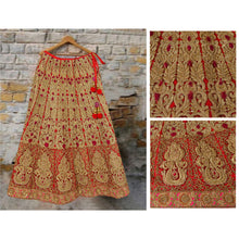 Load image into Gallery viewer, Sanskriti Vintage Red Long Skirt Net Mesh Hand Beaded Ethnic Stitched Bridal
