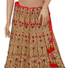 Sanskriti Vintage Red Long Skirt Net Mesh Hand Beaded Ethnic Stitched Bridal