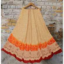 Load image into Gallery viewer, Cream Long Skirt Pure Satin Silk Hand Embroidered Unstitched
