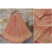 Load image into Gallery viewer, Sanskriti Vintage Red Long Skirt Pure Tissue Silk Hand Beaded Ethnic Unstitched
